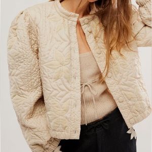 Free People Quinn Quilted Jacket. Cream XS